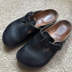 Birkenstock Boston Clog Black Leather Size 38 US 7/7.5